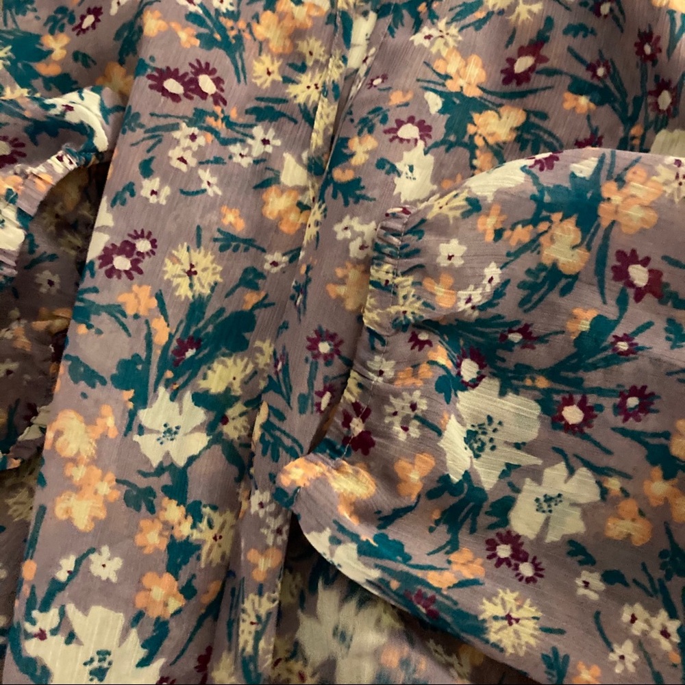 ModCloth | lavender floral chiffon peplum xs rare - Picture 10 of 13